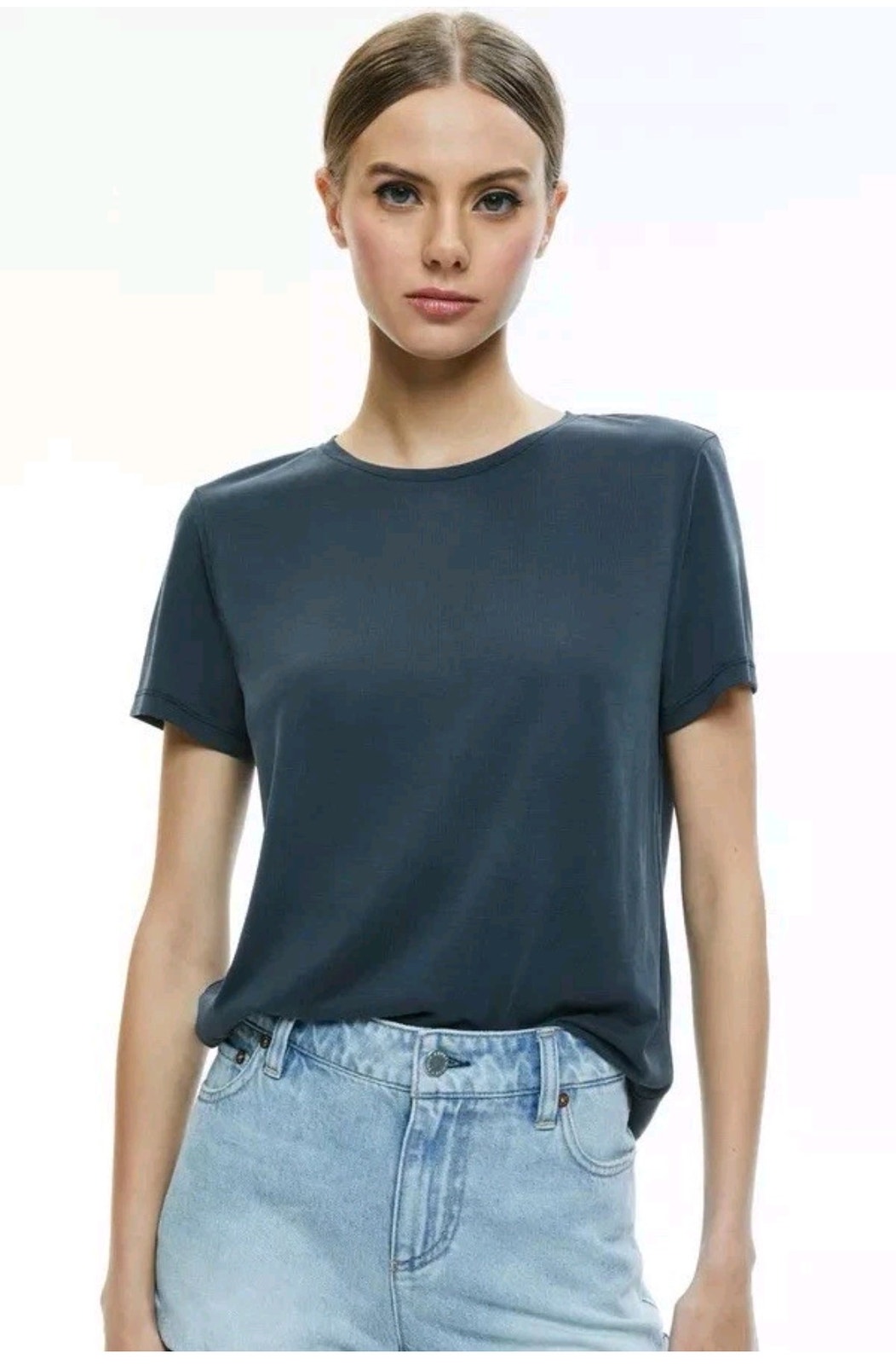 Alice + Olivia Washed Black Perfect Tee T Shirt